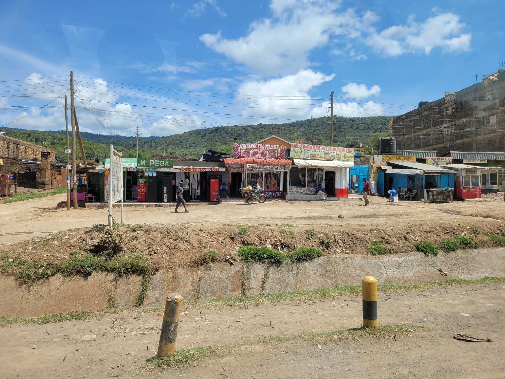 Fast food shops along the road in Kenya