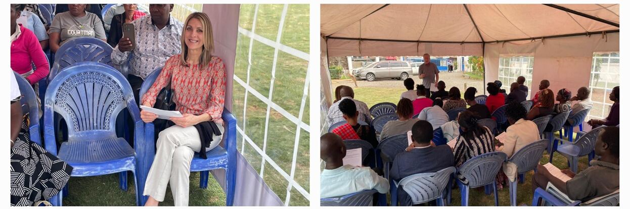 Tonya and pastors at the Nairobi Leadership Conference tent